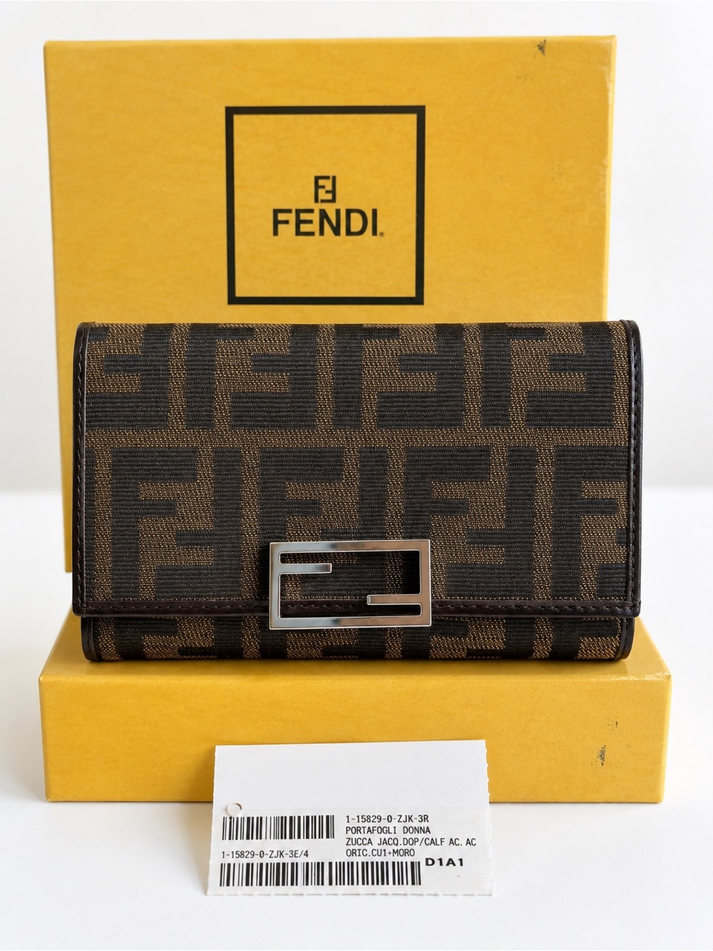 Authentic Fendi Vintage Zucca FF Compact Trifold Wallet w/ Box ⭐